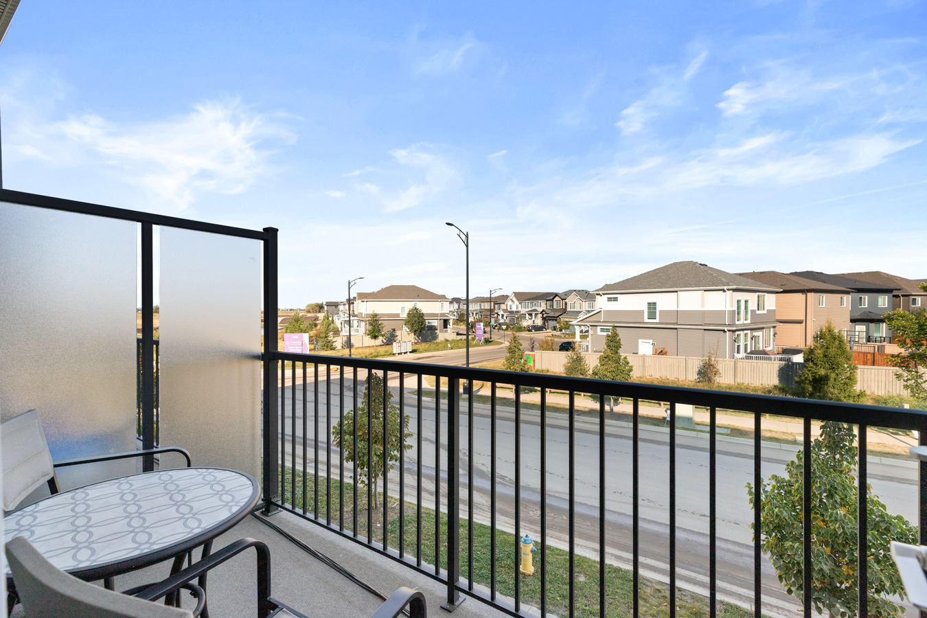 Private balcony overlooking The Orchards neighbourhood